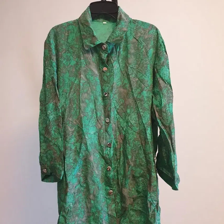 [BUNJANG] Green Flower Pattern Shirt Jacket L / (새상품)그린 플라워 여성 셔츠형 자켓 L