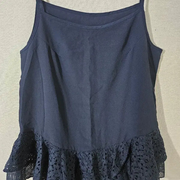 [BUNJANG] Tiren Lace Trim Camisole Navy / 티렌 나시