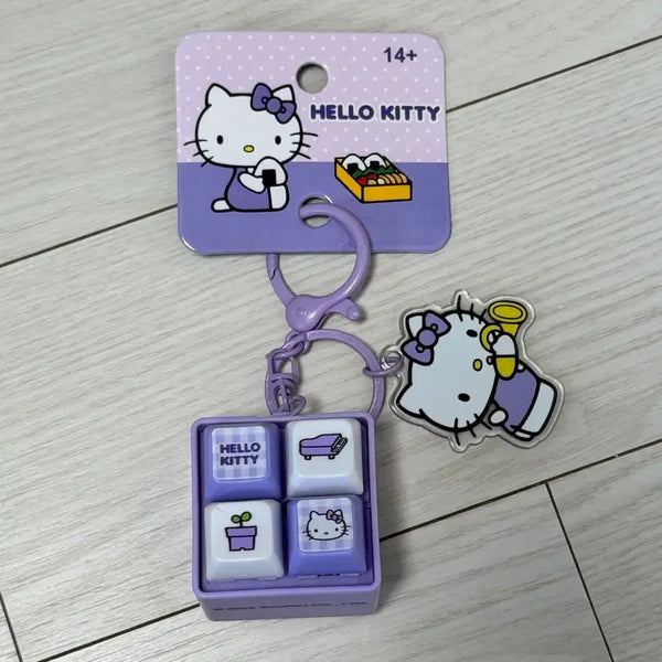 [BUNJANG] Hello Kitty 4-Keycap Keyring Purple / 헬로키티 4구 키캡 키링 퍼플/불빛+소리 (건전지포함)