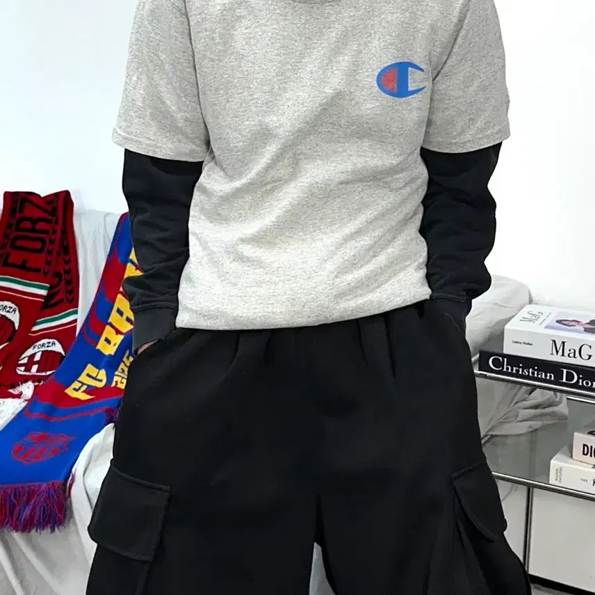[BUNJANG] Champion Reverse Weave Heavy Cotton T-Shirt - Grey, Size M / 챔피온 리버스위브 그레이 헤비코튼 반팔티 M
