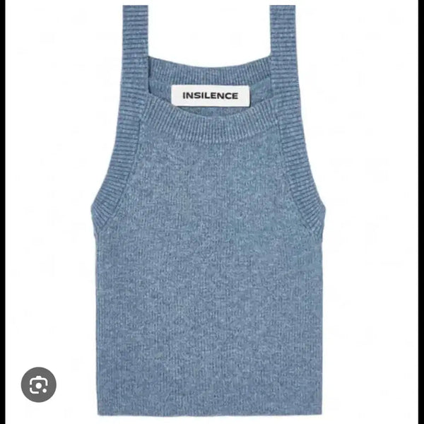 [BUNJANG] In Silence Tweed Sleeveless Knit Top - Blue / 인사일런스 트위드 슬리브리스 니트탑 블루(새상품)