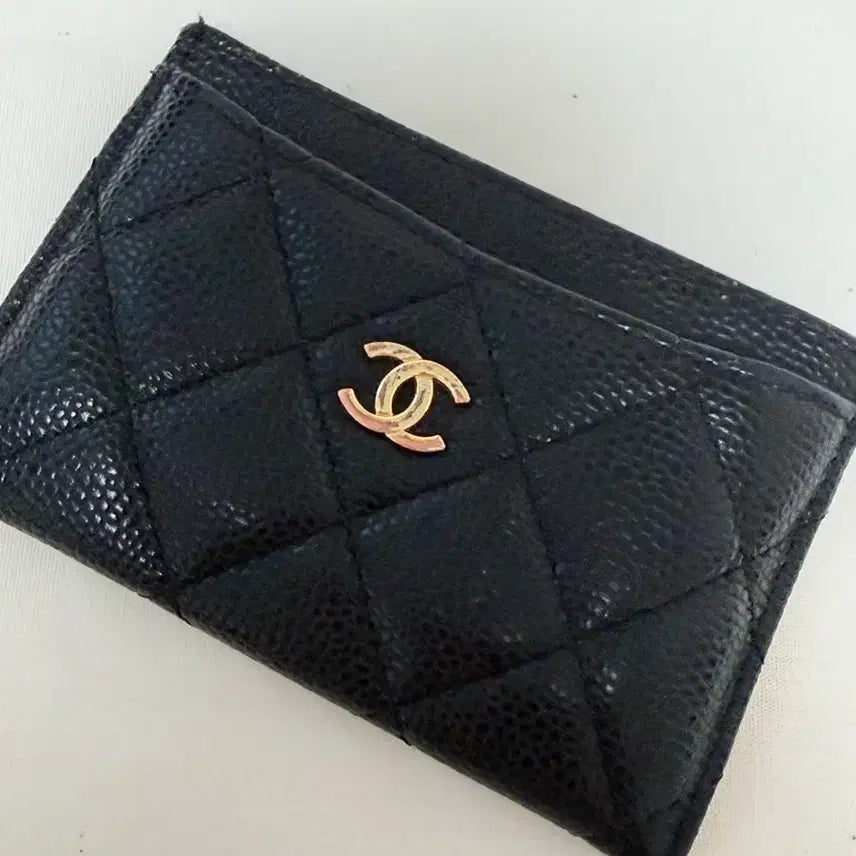[BUNJANG] Chanel Caviar Card Holder Black Gold Hardware / 샤넬 캐비어 카드지갑 블랙 금장