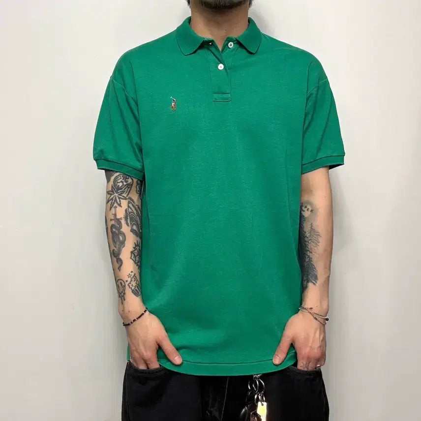 [BUNJANG] Polo Ralph Lauren 90s Vintage Green Cotton PK Polo Shirt / 90s Polo 폴로랄프로렌 빈티지 pk 카라티