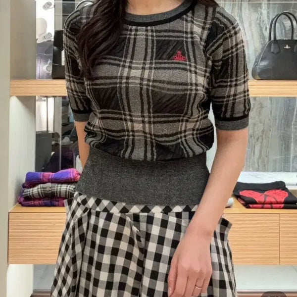 [BUNJANG] Vivienne Westwood Red Label Check Short Sleeve Knit / (새상품)비비안웨스트우드 레드라벨 체크 반팔 니트