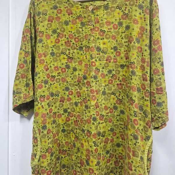 [BUNJANG] Vintage Floral Print Short Sleeve Blouse / 빈티지 플라워 프린트 반팔 블라우스