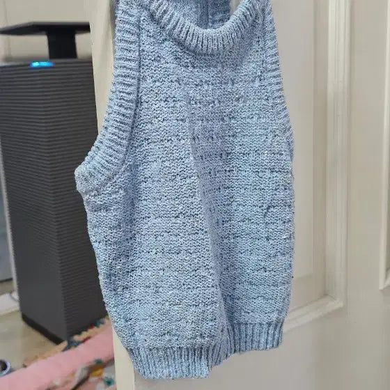 [BUNJANG] Women's Knit Sleeveless Top - Sky Blue / 니트 민소매 하늘색 여성용