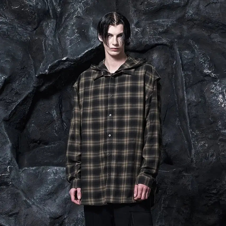 [BUNJANG] Songzio Homme Double Layered Hooded Shirt / 송지오 옴므 더블 레이어드 후드 셔츠 50(105) 1회착