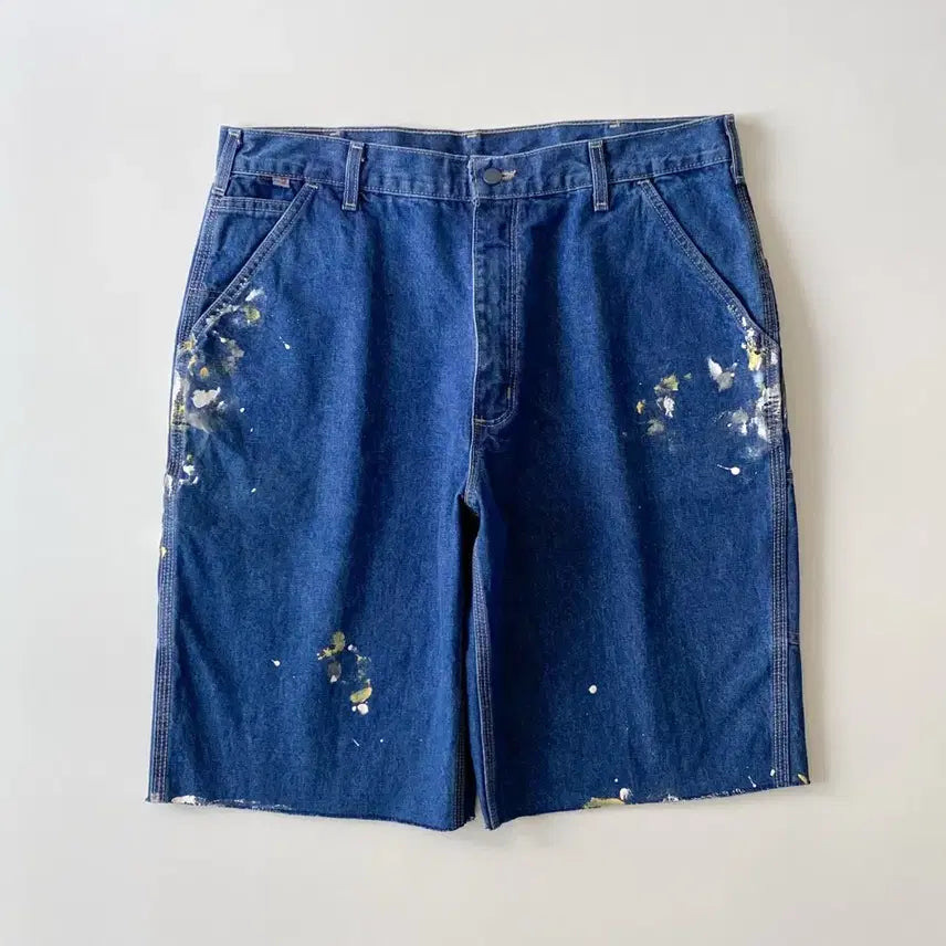 [BUNJANG] Carhartt Denim Painted Cut-off Shorts / 칼하트 데님 페인팅 커팅 쇼츠 반바지