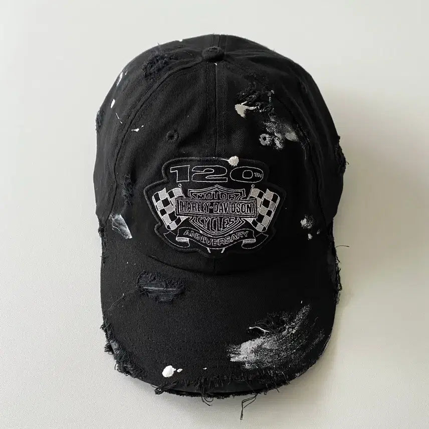 [BUNJANG] Harley-Davidson Distressed Painting Ball Cap Hat / 할리데이비슨 디스트로이드 페인팅 볼캡 모자