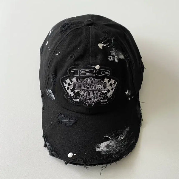 [BUNJANG] Harley-Davidson Distressed Painting Ball Cap Hat / 할리데이비슨 디스트로이드 페인팅 볼캡 모자