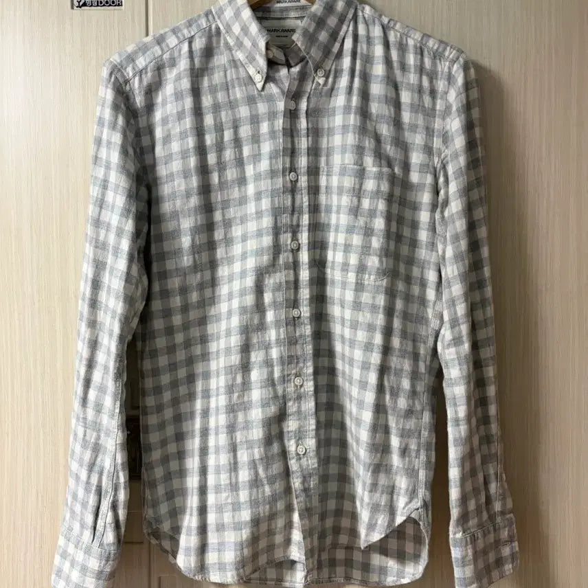 [BUNJANG] MACAWear Ivory Light Gray Check Button-Down Shirt / 마카웨어 아이보리 라이트그레이 체크 버튼다운 셔츠 2