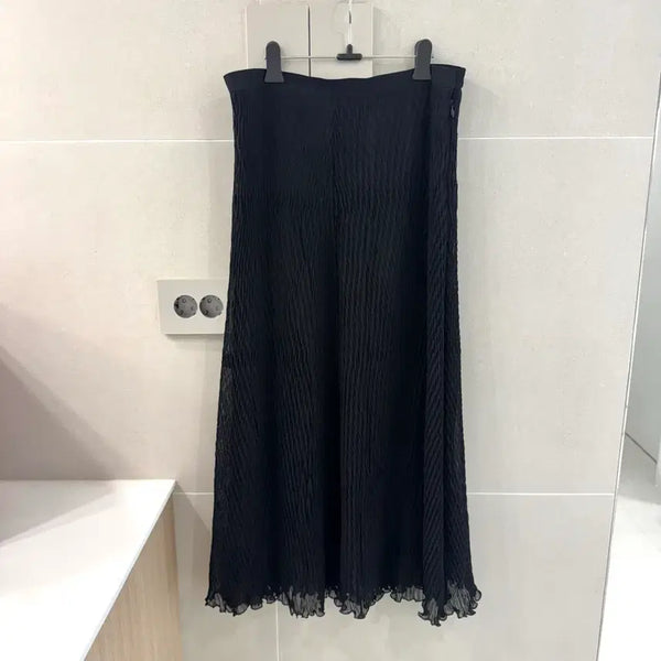 [BUNJANG] Black Pleated Long Skirt / 여름 플리츠 블랙 롱스커트