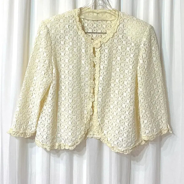 [BUNJANG] Light Yellow Lace Cardigan / 밝은 옐로루 레이스 가디건 거의새것 55-66