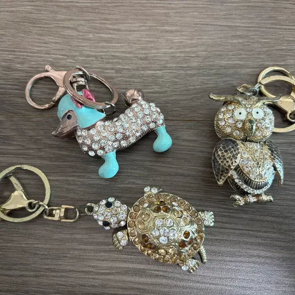 [BUNJANG] Cubic Animal Keychain Charm Bundle Set / 큐빅 동물 키링 열쇠고리 참 일괄