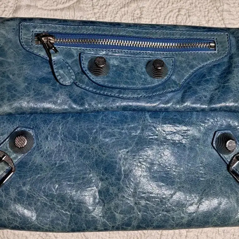 [BUNJANG] Balenciaga Blue Leather Vintage Clutch Bag / 발렌시아가 블루 클러치 가방