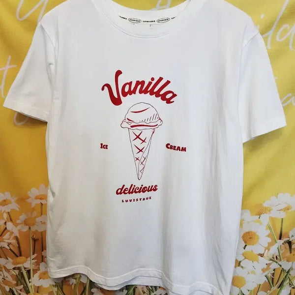 [BUNJANG] LUVISTRUE Vanilla Ice Cream Short Sleeve T-Shirt / F]      LUVISTRUE 바닐라 아이스크림 반팔 면티