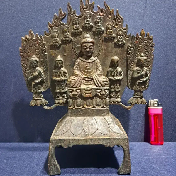 [BUNJANG] Antique Seated Buddha Triad Statue / 삼존불상