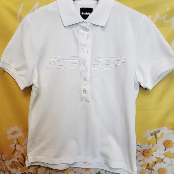 [BUNJANG] Guess 2022 Women's White Short Sleeve Polo T-Shirt XS / 게스 2022 여성 화이트 반팔 카라티XS