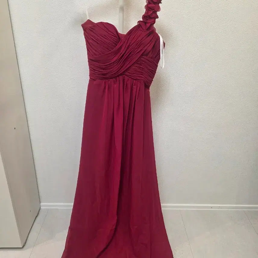 [BUNJANG] One Shoulder Long Dress - Red, Size S / 새상품) 레드 원숄더 롱 드레스 S사이즈