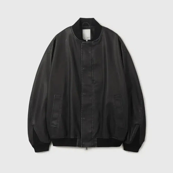 [BUNJANG] 247 Series Leather MA-1 Jacket Black / [S] 247시리즈 레더 MA-1 자켓 블랙