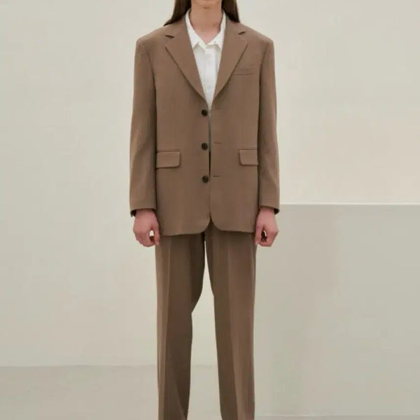 [BUNJANG] None Blank Three Button Setup Light Beige / 넌블랭크 쓰리버튼 셋업 라이트베이지