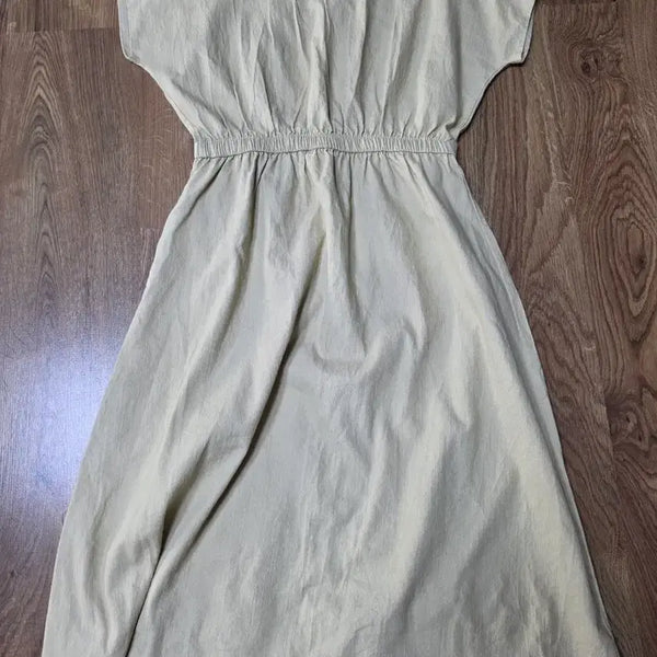 [BUNJANG] Beige Short-Sleeve Long Dress / 베이지 반팔 롱원피스