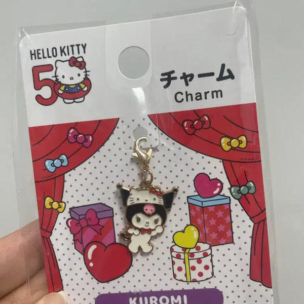 [BUNJANG] Hello Kitty 50th Anniversary Kuromi Charm Keychain / 헬로키티 50주년 쿠로미 참 장식 키링
