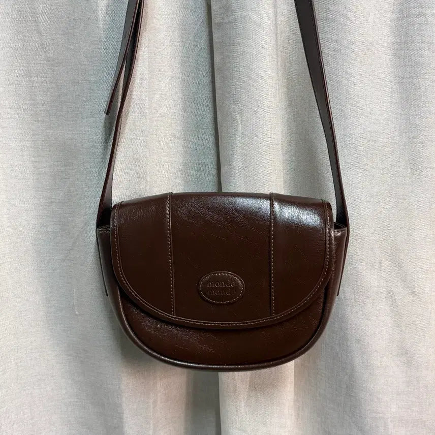 [BUNJANG] Monde Monde Brown Leather Crossbody Bag / monde monde 몽드몽드 브라운 가죽 크로스백 가방