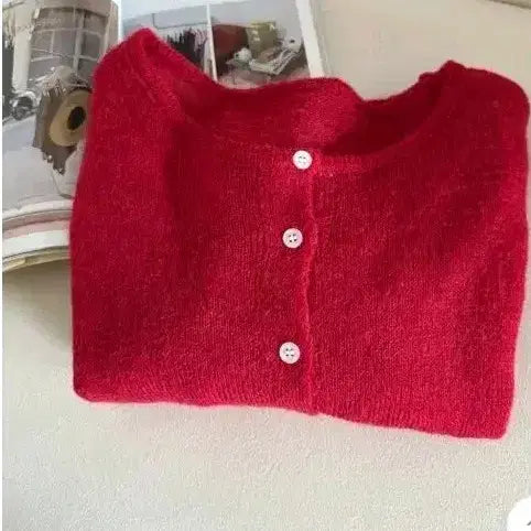 [BUNJANG] Red Cropped Cardigan / *빠른급처원함* 레드 가디건 새상품