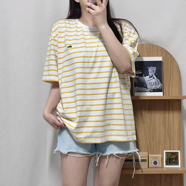 [BUNJANG] Lacoste Yellow Striped Short Sleeve T-Shirt XL / [정품] 라코스테 옐로우 단가라 반팔티 [ XL ]