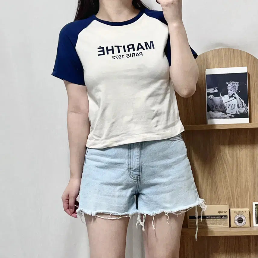 [BUNJANG] Marithe Francois Girbaud Colorblock Short Sleeve T-Shirt Size S / [정품] 마리떼프랑소와저버 배색 반팔티 [ S ]