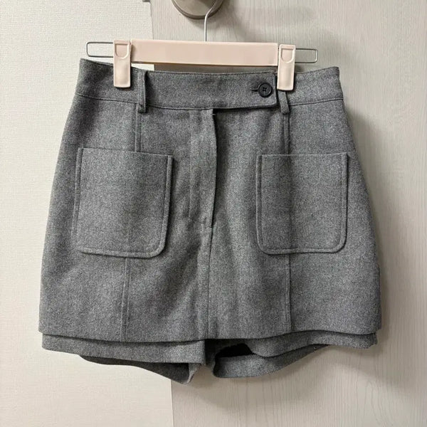 [BUNJANG] Maron Edition Gray Wool Skirt Pants S / 마론에디션 그레이 울 치마반바지 s