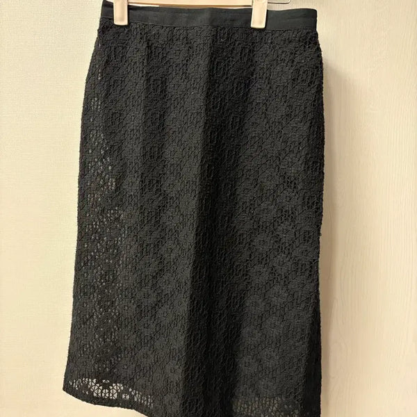 [BUNJANG] Unedit Lace Layered Midi Skirt - Black / 언에디트 레이스 레이어드 미디 스커트 s 블랙