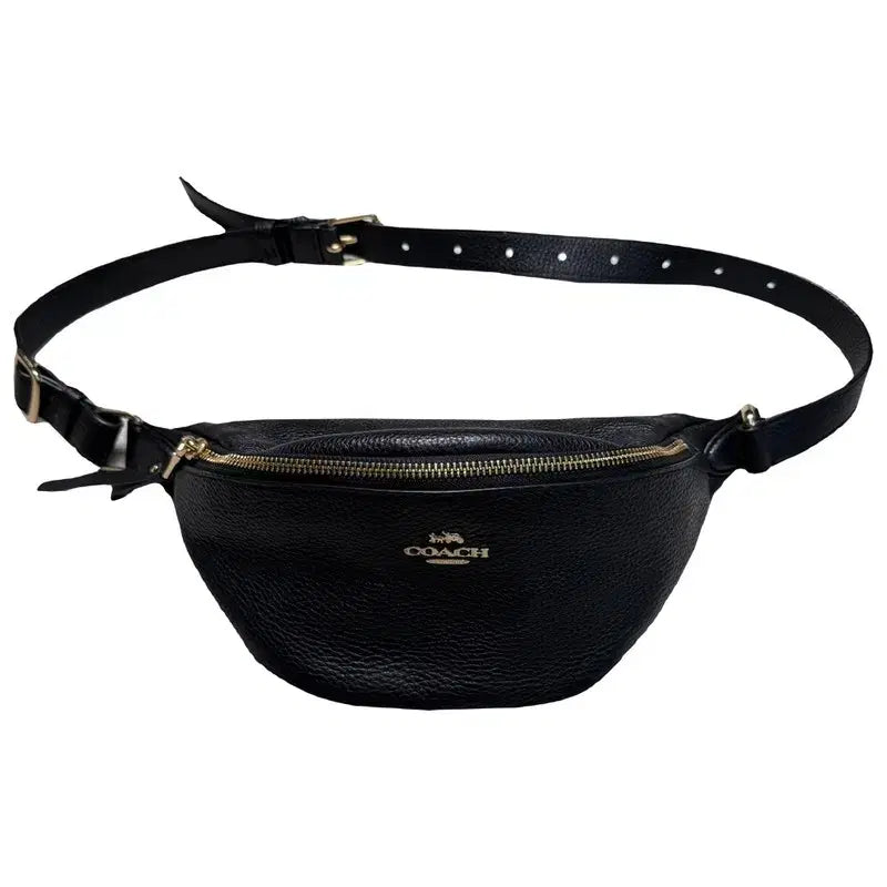 [BUNJANG] Coach Leather Hip Pack Black / 코치 가죽 힙색 블랙