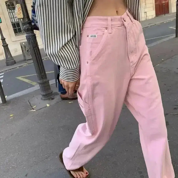 [BUNJANG] Modest Mood Iscrework Pants Pink Denim / 모데스트무드 이스트워크 데님 팬츠 핑크 east work