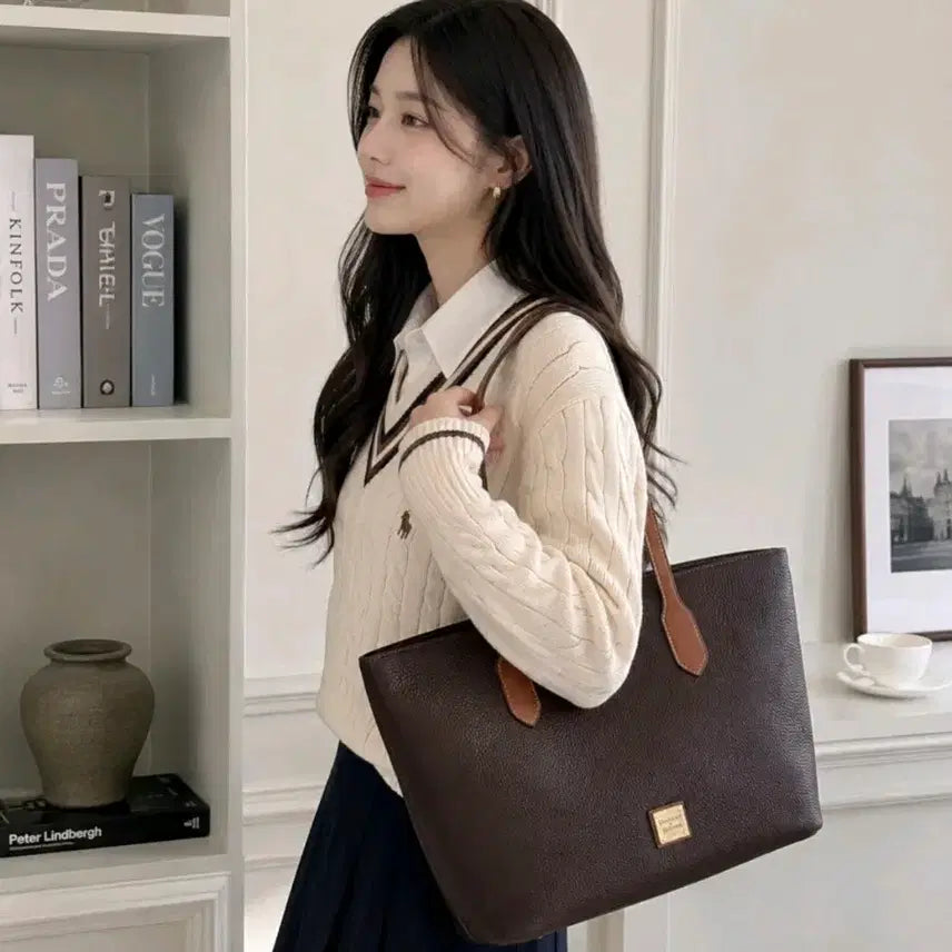[BUNJANG] Dooney & Bourke Brielle Pebble Leather Tote Bag Brown / 두니앤버크 브라운 가죽 토트백