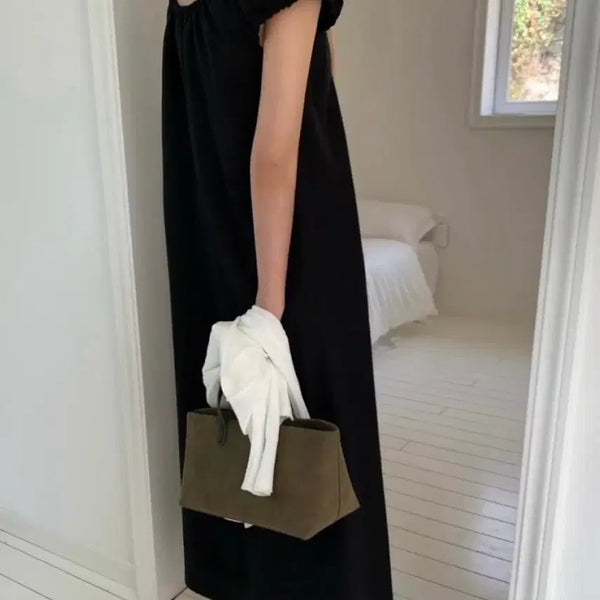 [BUNJANG] Abellon Shirring Long Flare Spring Dress / 피버 아벨롱원피스 봄원피스 여성 셔링 롱 플레어 간절기원피스