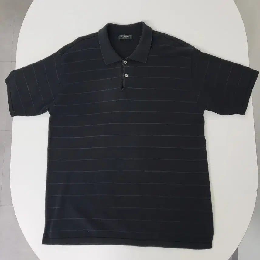[BUNJANG] Beanpole Men's Black Stripe Short Sleeve Polo Shirt / 빈폴 남성 블랙 스트라이프 반팔 카라티