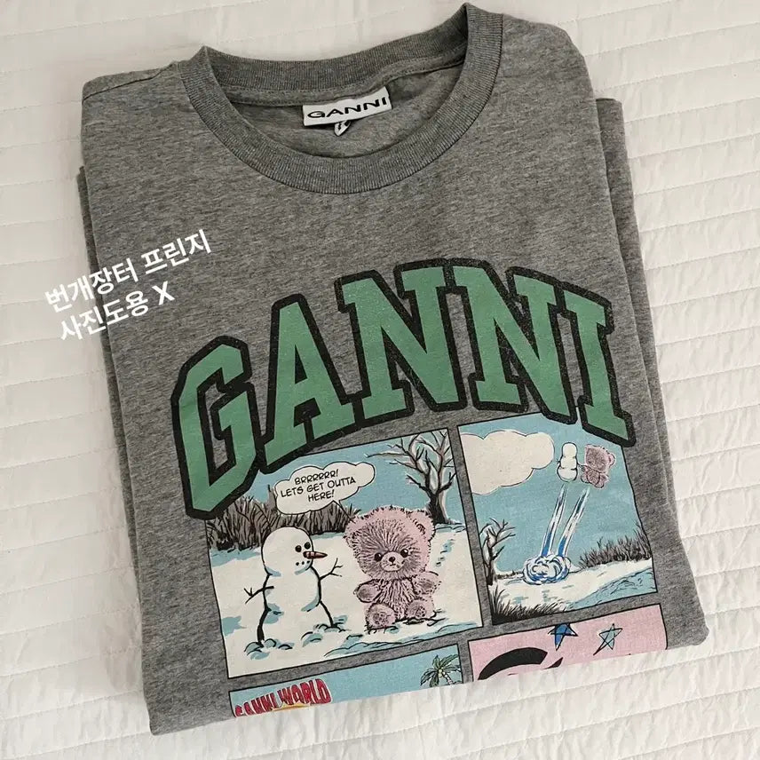 [BUNJANG] GANNI Teddy Bear Comic Short Sleeve T-Shirt / 공홈구매 정품, 미착용 M사이즈) 가니 테디베어 코믹 반팔 티셔츠