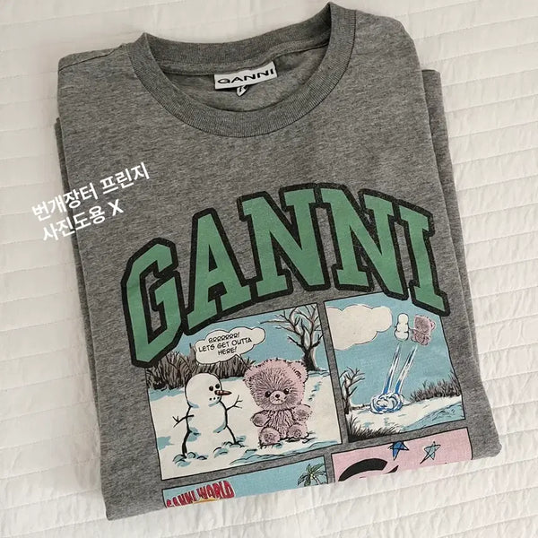 [BUNJANG] GANNI Teddy Bear Comic Short Sleeve T-Shirt / 공홈구매 정품, 미착용 M사이즈) 가니 테디베어 코믹 반팔 티셔츠