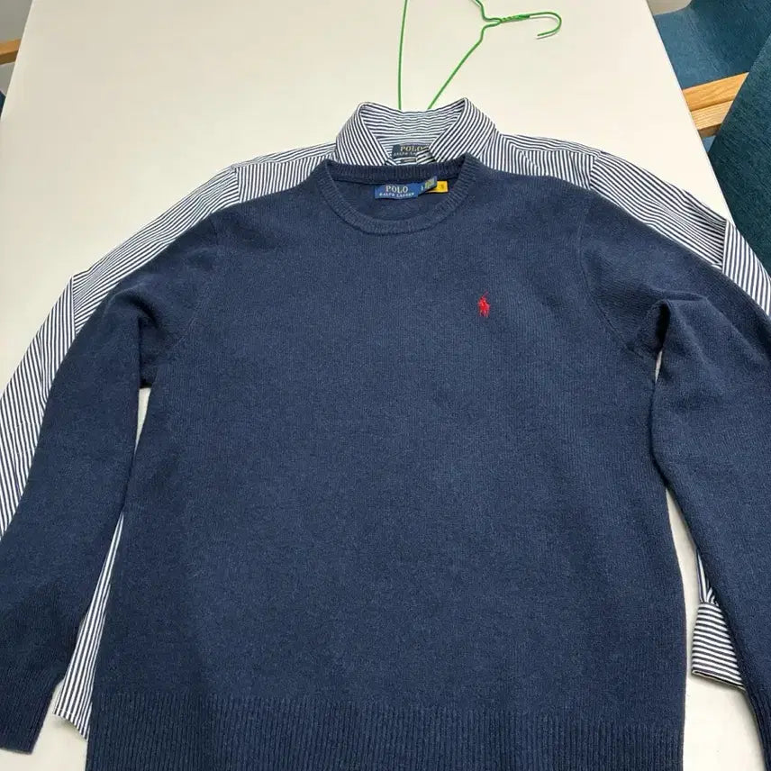 [BUNJANG] Polo Ralph Lauren Men's Wool Round Neck Knit Sweater L Navy / [거의 새것]폴로 정품 남성 울 라운드 니트 스웨터 L 네이비