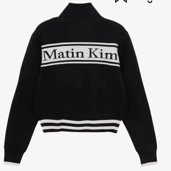 [BUNJANG] Matinkim Spell Stripe Cardigan Black / 마뗑킴 스펠 스트라이프 가디건 블랙