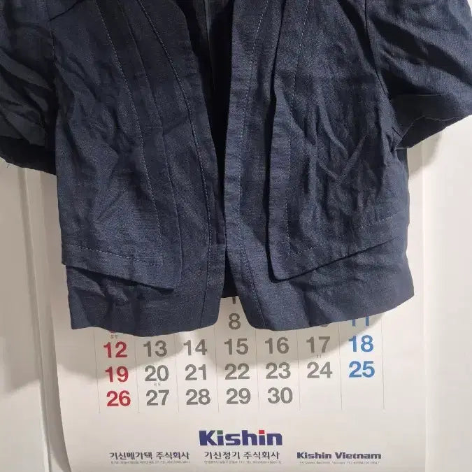 [BUNJANG] Ysie Short Sleeve Cropped Jacket Navy / Ysie 반팔 크롭 자켓 네이비