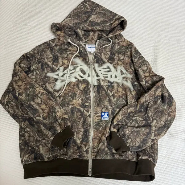 [BUNJANG] SEQUENZ Camo Full Zip Hoodie / SEQUENZ 카모 풀집업 후드티