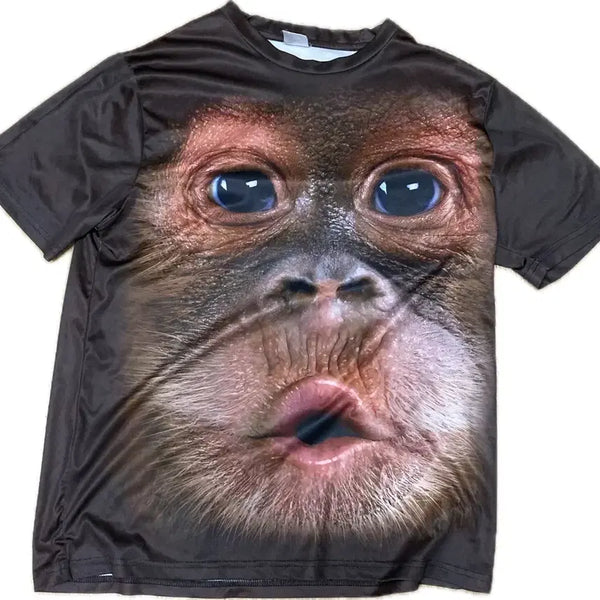 [BUNJANG] Orangutan Face Printing Short-Sleeve T-Shirt / 오랑우탄 얼굴 프린팅 반팔 티셔츠