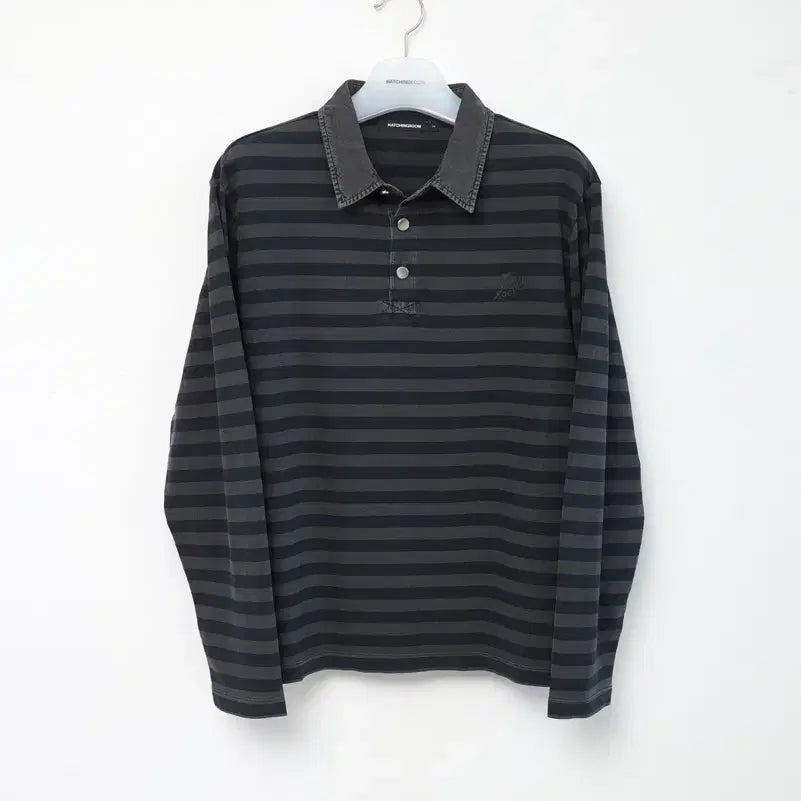 [BUNJANG] Haechi Room VTG Stripe Polo Blue / 해칭룸 VTG 스트라이프 폴로 블루 3