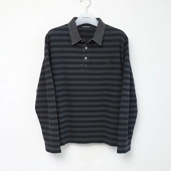 [BUNJANG] Haechi Room VTG Stripe Polo Blue / 해칭룸 VTG 스트라이프 폴로 블루 3