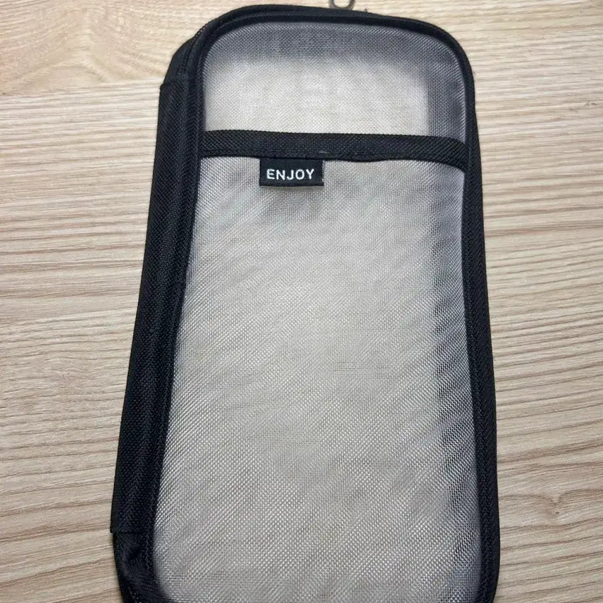 [BUNJANG] ENJOY Black Mesh Pouch Pencil Case / ENJOY 블랙 메쉬 파우치 필통