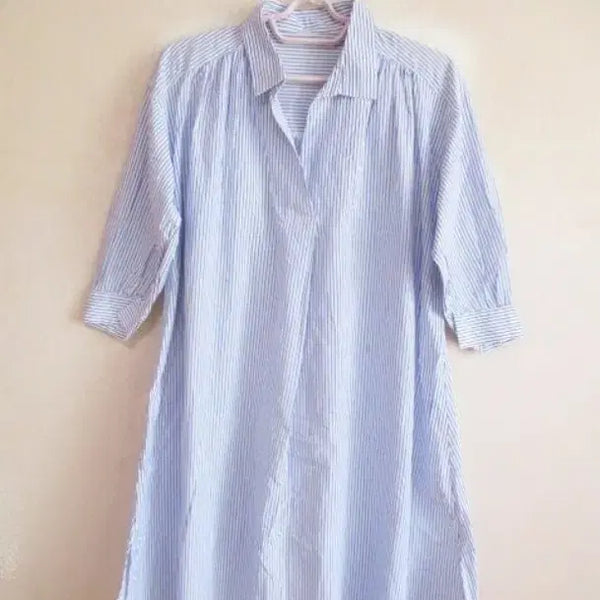 [BUNJANG] Blue Stripe Dress (100% Cotton) / 택있음) 블루 스트라이프 원피스 , 면100