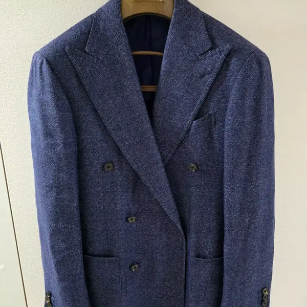 [BUNJANG] Ring Jacket Maestro 206 Navy Wool Linen Double Sports Coat / 링자켓 마에스터 206 네이비 울린넨 더블 스포츠코트
